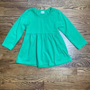 Boutique Girls Solid Holiday Green Long Sleeve Top / Tunic Size 5